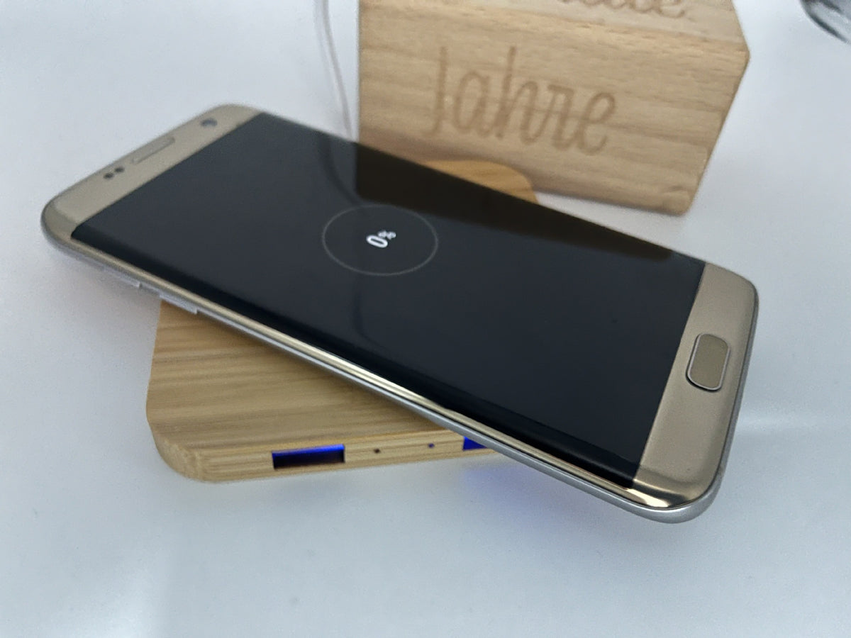 10W Bamboo Square Wireless Charger W/Dual USB Output