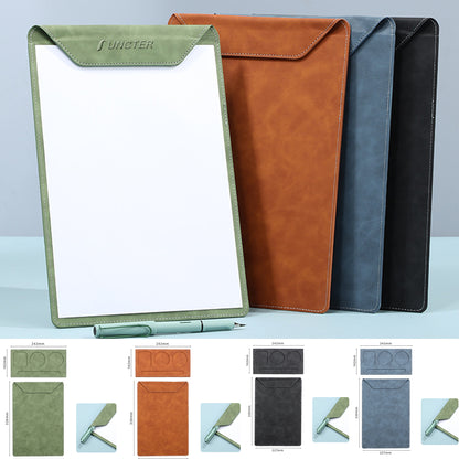 A4 Magnetic PU Leather Clipboard W/Coaster