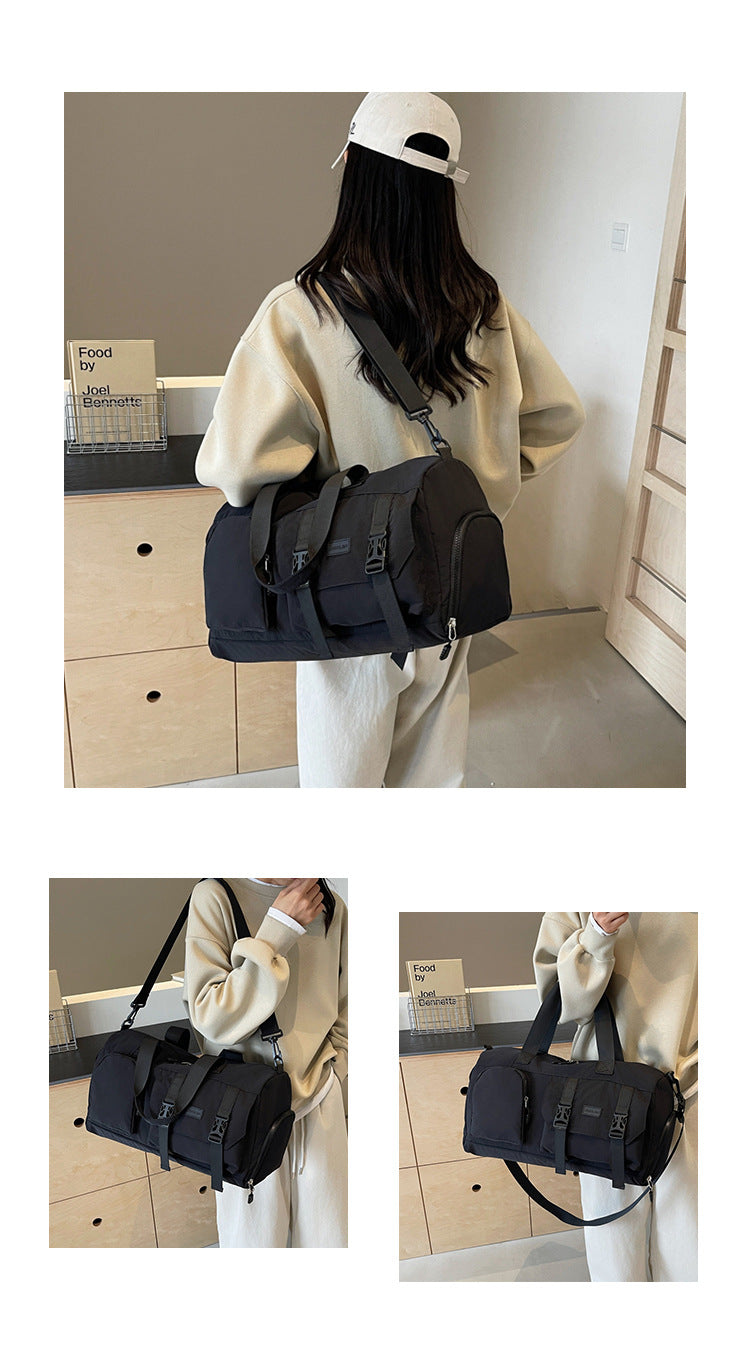 Travel Duffel Bag Sport Gym Bag Polyester Tote Bag Swimming Bag with Shoe Pouch&Wet Pocket