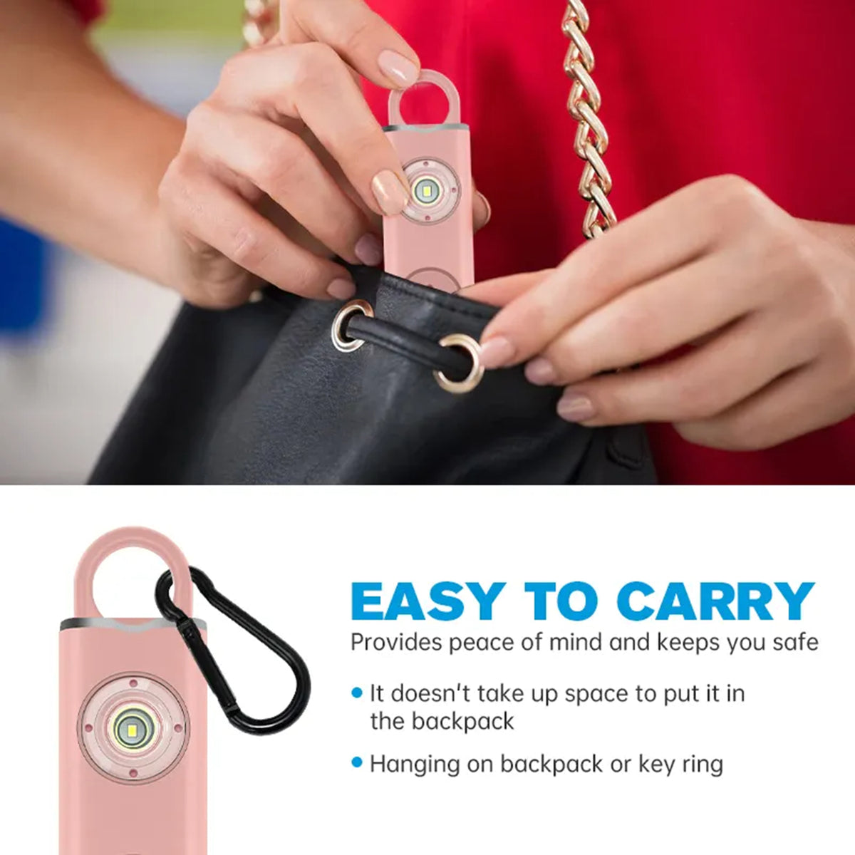 Rechargeable Safety Alarm Keychain with Strobe Light