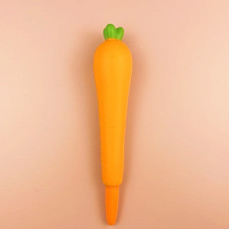 Carrot Stress Reliever Pen 2" 1 Squeeze Toy Pen PU Foam Gel Ink Pen