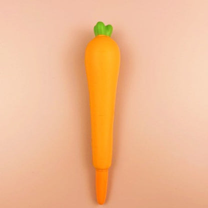 Carrot Stress Reliever Pen 2" 1 Squeeze Toy Pen PU Foam Gel Ink Pen