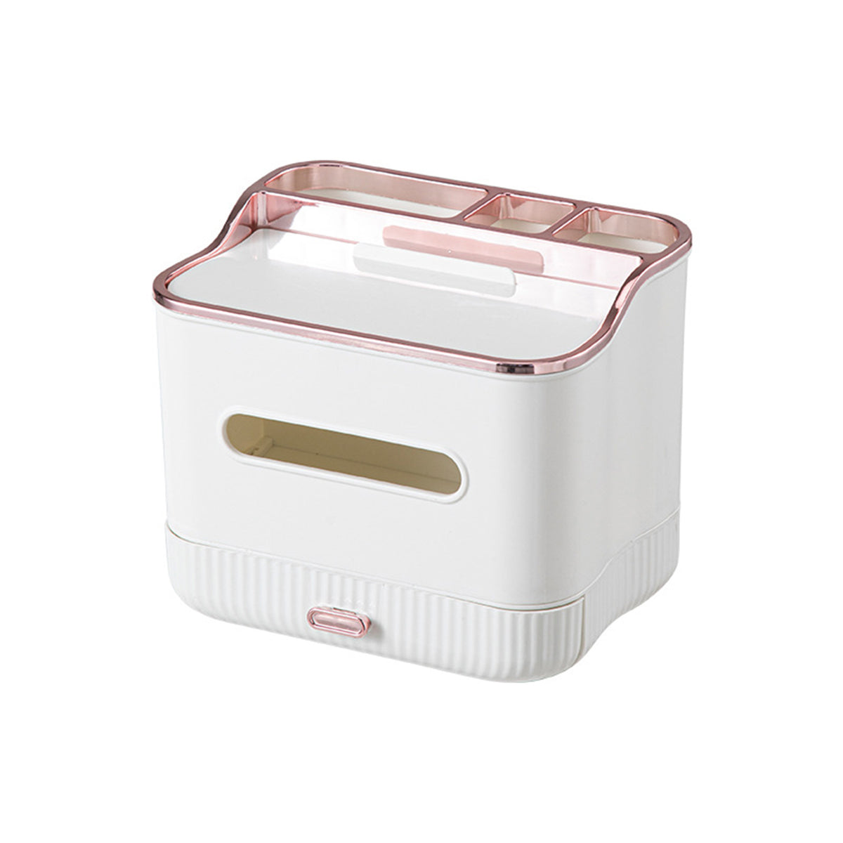 Multifunctional Tissue Storage Box Vanity Countertop for Paper, Remotes, Phone, Glasses Etc