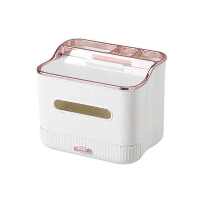 Multifunctional Tissue Storage Box Vanity Countertop for Paper, Remotes, Phone, Glasses Etc