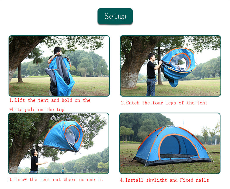 Automatic Dome Tent Portable Cabana Beach Tent W/Double Doors Fits 4 People(Carry Bag Included)
