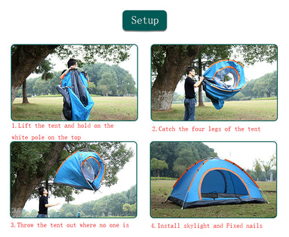 Automatic Dome Tent Portable Cabana Beach Tent W/Double Doors Fits 4 People(Carry Bag Included)