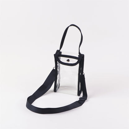 PVC Transparent Shoulder Bag Clear Bag Crossbody Bag W/Strap Stadium Approved Bag(Size S)