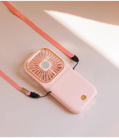 3 Levels Speed Folding Handheld Fan Rechargeable Mini Fan Phone Holder With Lanyard
