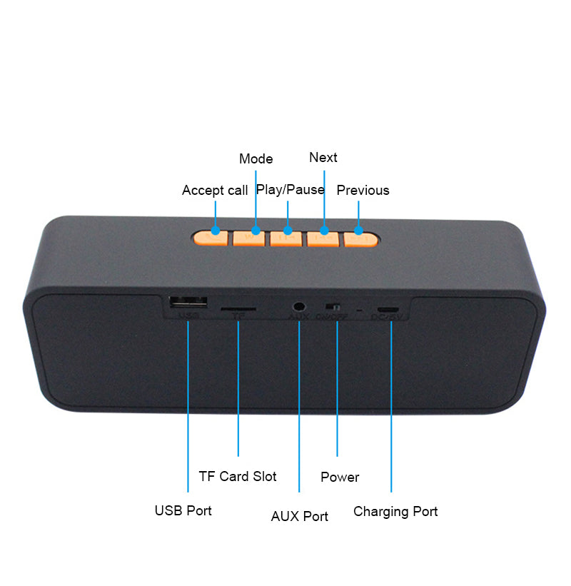 Long Square Bass Music Wireless Speakers