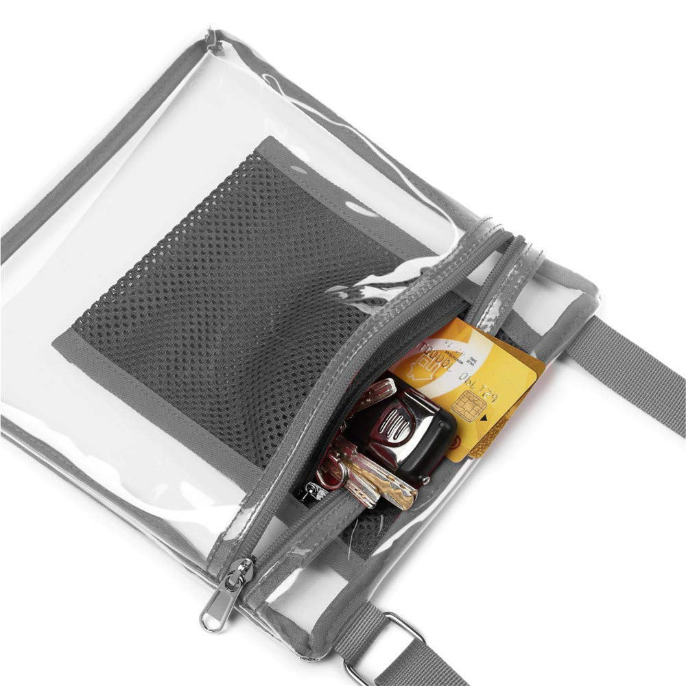 Women`s PVC Transparent Shoulder Bag Clear Crossbody Bag with Strap Stadium Approved Bag