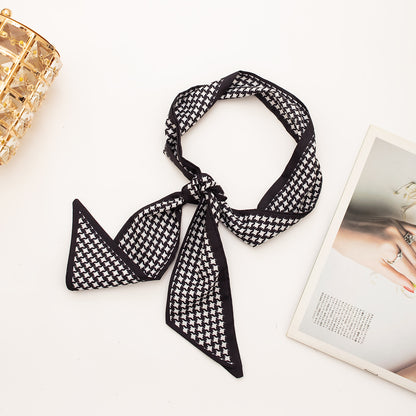 35" x 2" Full Custom Houndstooth Neckerchief Long Hair Ribbon Neck Scarf Handbag Wrap Neck Tie #27