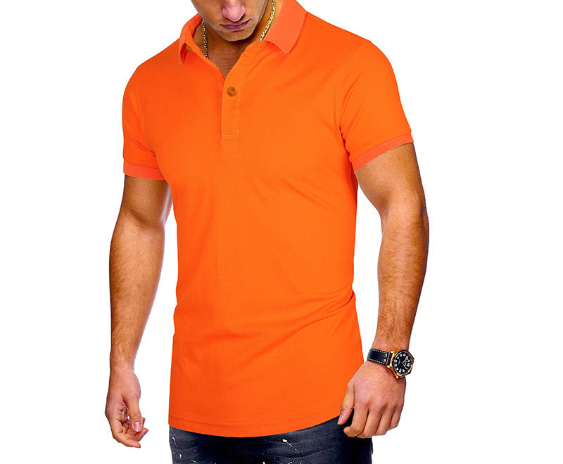 Men's Regular-fit Short-Sleeve Polyester Lapel Polo Shirt