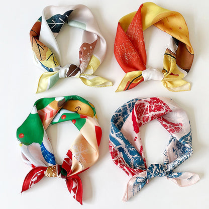 Custom 21" x 21" Satin Silk Feeling Head Scarf Women's Fashion Square Neck