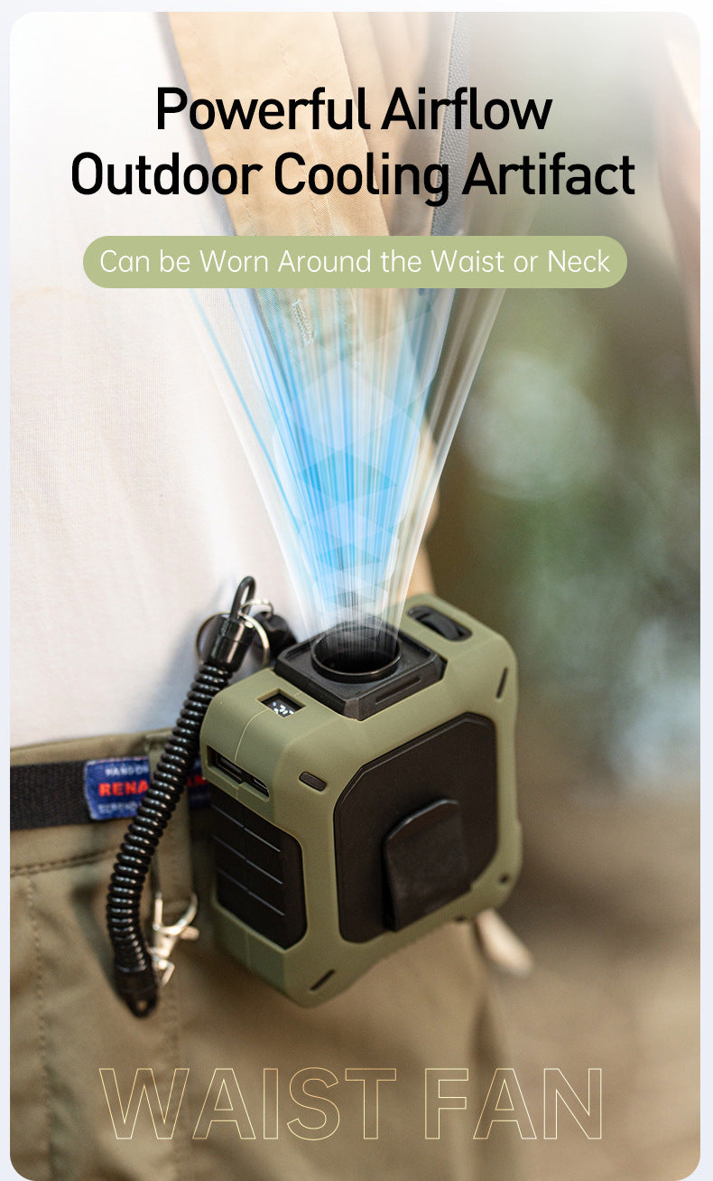 Wearable Waist Clip Fan, Portable Fan W/ LED Battery Display