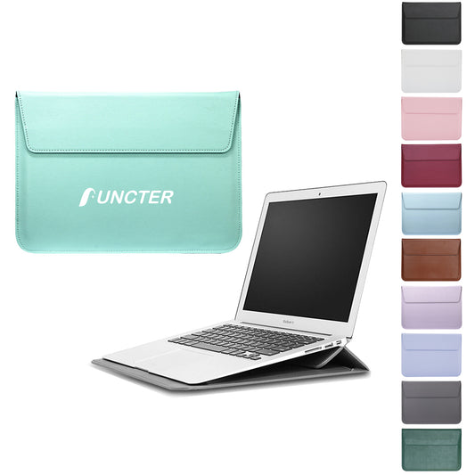 11" PU Leather Laptop Sleeve Foldable Stand With Magnetic Closure