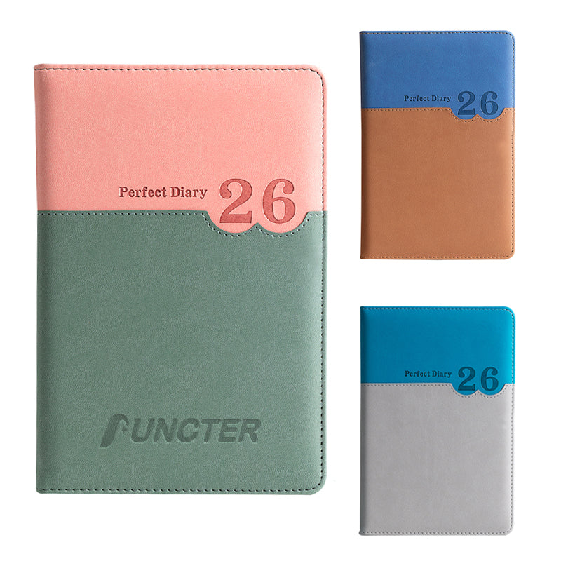 A5 Two-Tone PU Leather 2026 Weekly & Monthly Planner Daily Schedule Notebook