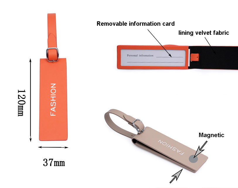 Magnetic Microfiber Luggage Tag Personalizable Travel ID Tag