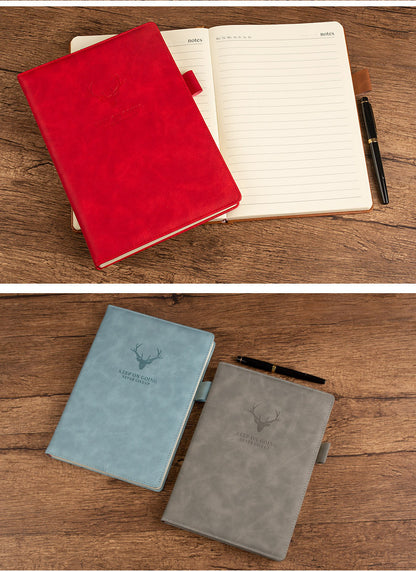 A5 PU Leather Meeting Notebook Conference Notebook W/ Pen Sleeve