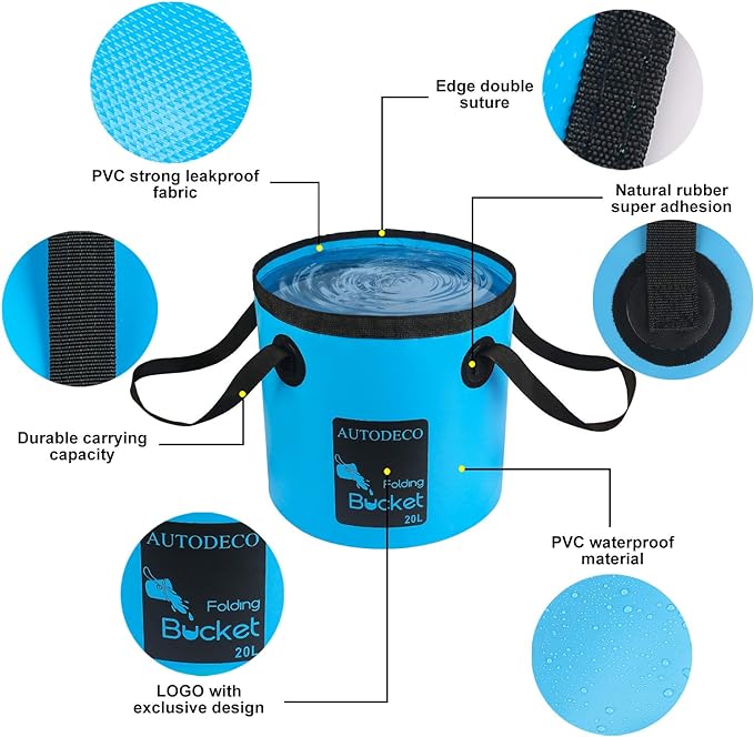 Collapsible Bucket 5 Gallon Container Folding Water Bucket Portable Wash Basin 20L