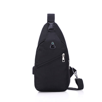 Men's Oxford Sling Bag Chest Shoulder Backpack Crossbody Bag W/USB Charging Port