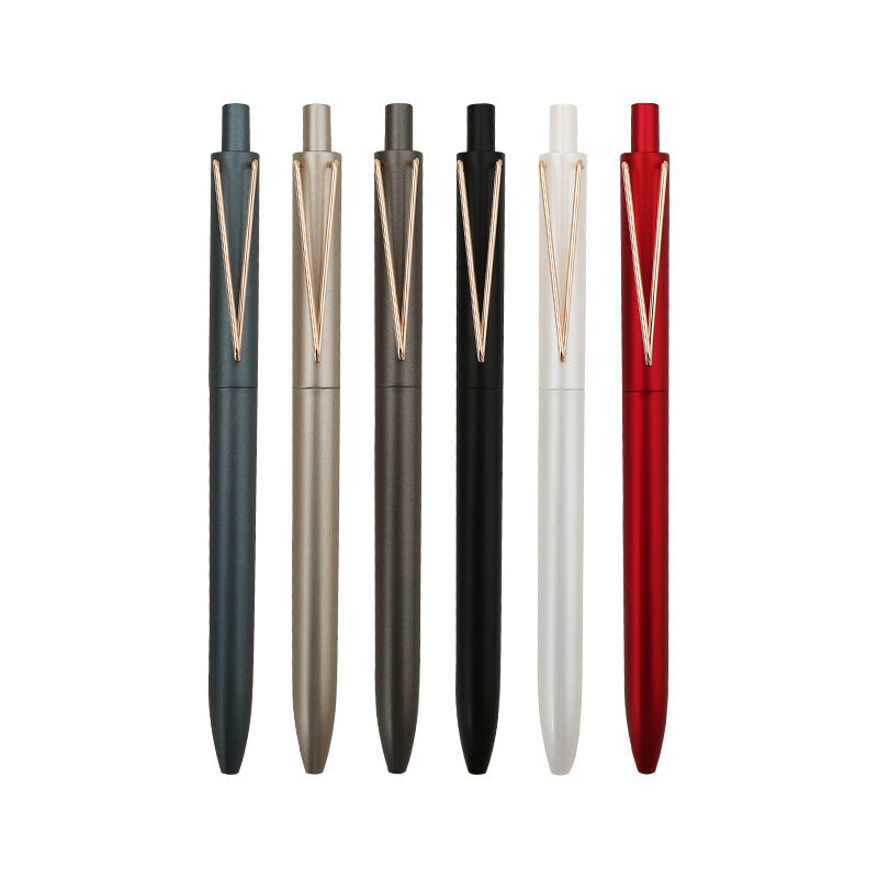 Metal V-Shaped Clip Push-Button Pen