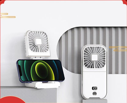 Mini Handheld Fan With Lanyard Power Bank Rechargeable Portable Fan Phone Holder