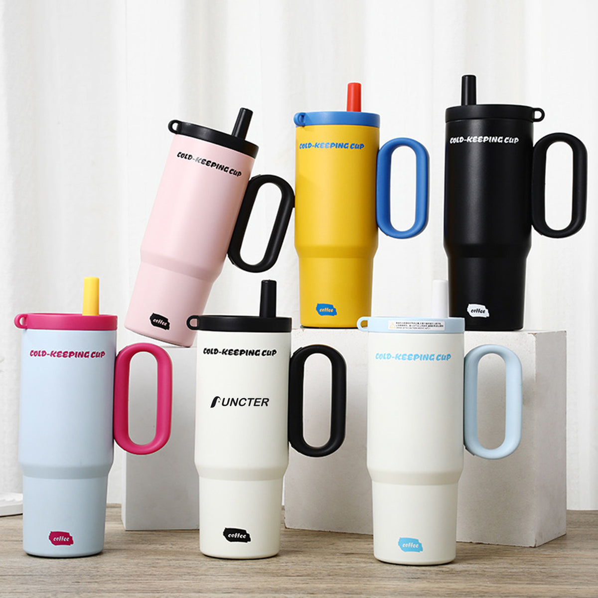 25Oz Insulated Stainless Steel Tumbler W/Handle And Straw
