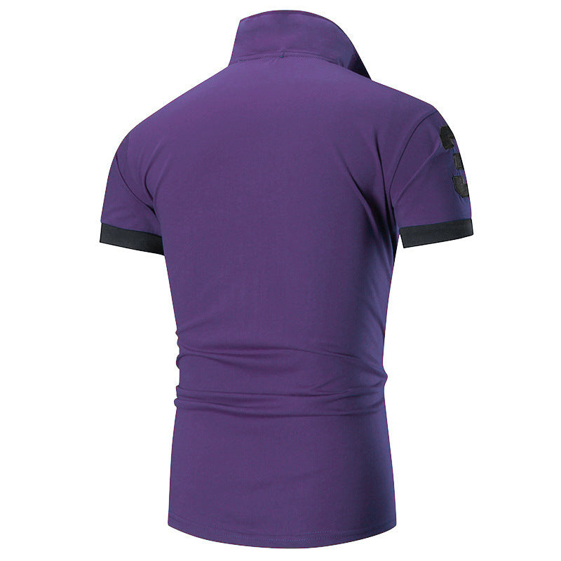 Men's Regular-fit Short-Sleeve Polyester Lapel Polo Shirt