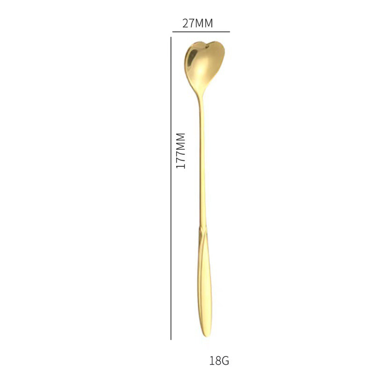 6.97" Gold Heart Shape Stainless Steel Coffee Spoon