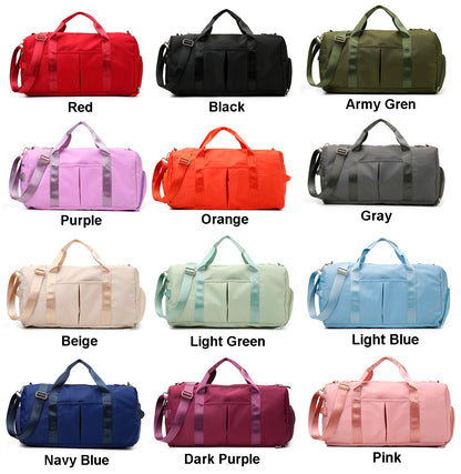 Travel Duffel Bag Sport Gym Bag Nylon Tote Bag Swimming Bag with Shoe Pouch&Wet Pocket