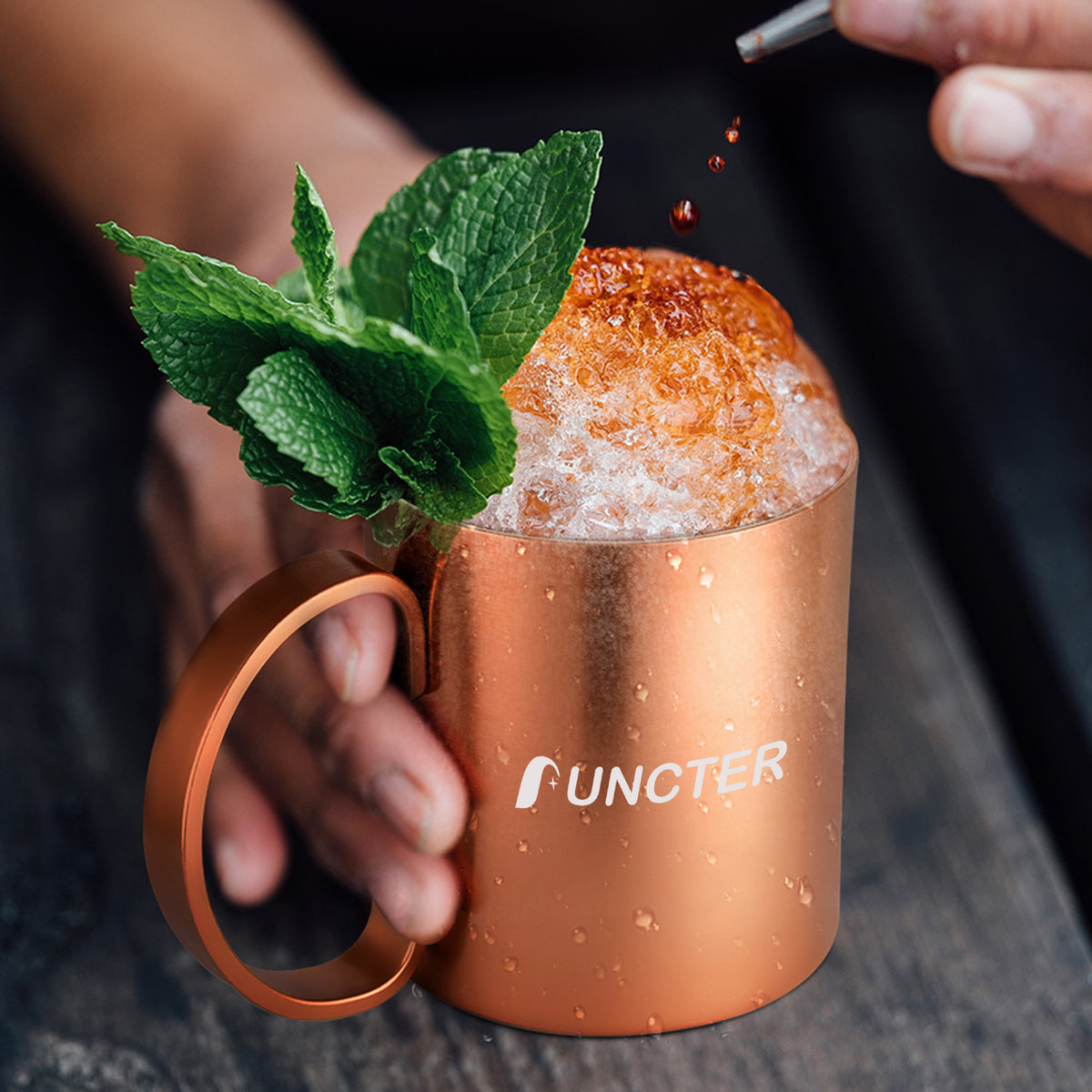 15 Oz. Reusable Copper Bourbon Cup Drinking Mug with Handle