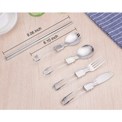304 Stainless Steel Folding Cutlery Set 5 pieces
