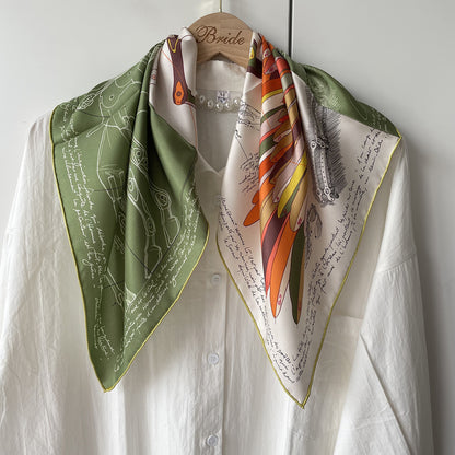 Custom 26" x 26" 100% Silk Square Scarves Twill Silk Headband w/ Hand-Rolled Edges