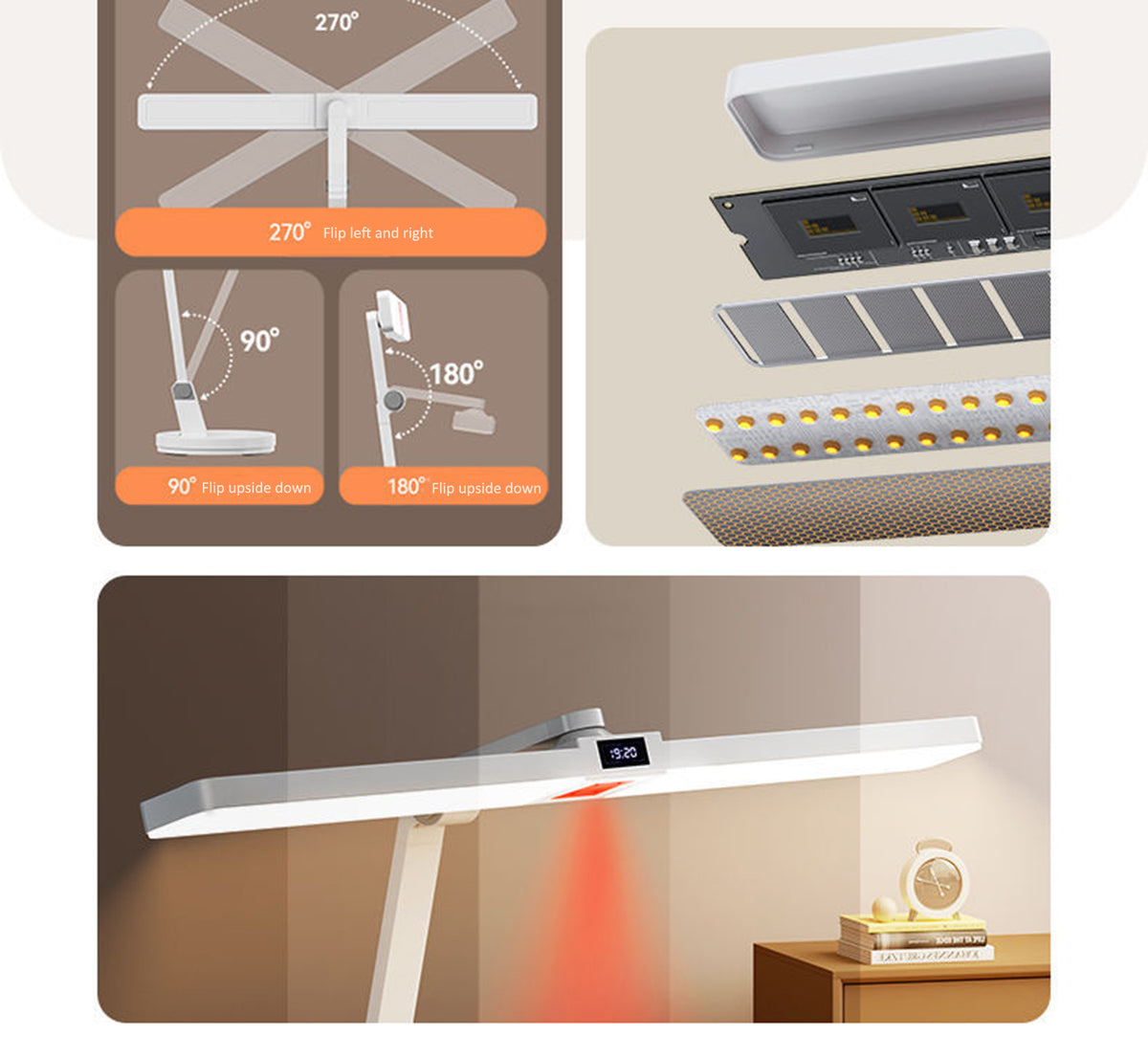 Desk Lamp Rechargeable Battery Operated, Modern Eye Caring 5 Brightness Adjustable Table Lamp