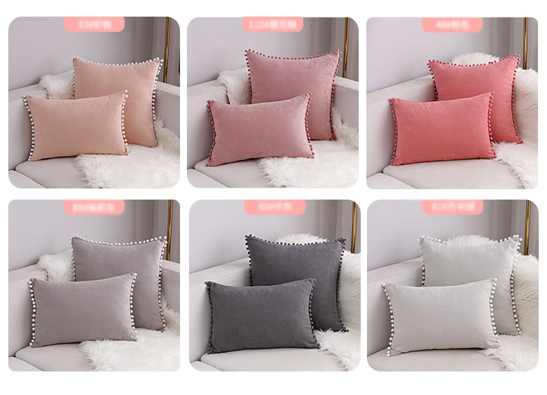 15 x 8" Pompoms Pillowcase Boho Ball Tassel Trimmed Pillowshams Pompom Fringe Cute Pillowcase