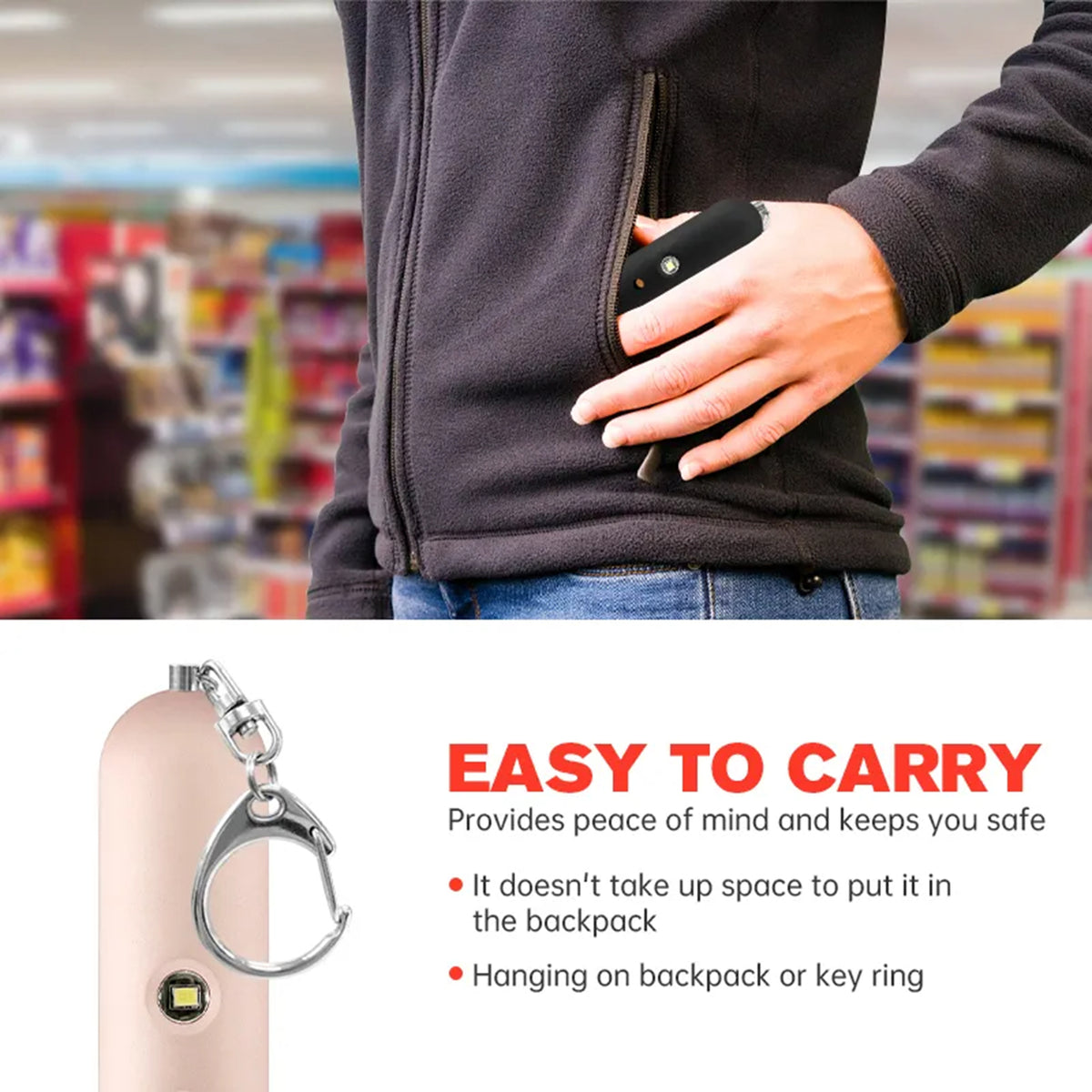 Waterproof Personal Alarm Safety Self Defense Keychain for Women