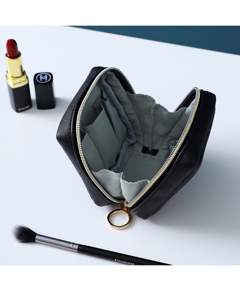 PU Leather Zipper Makeup Bag Handle Bag Lipstick Storage Pouch