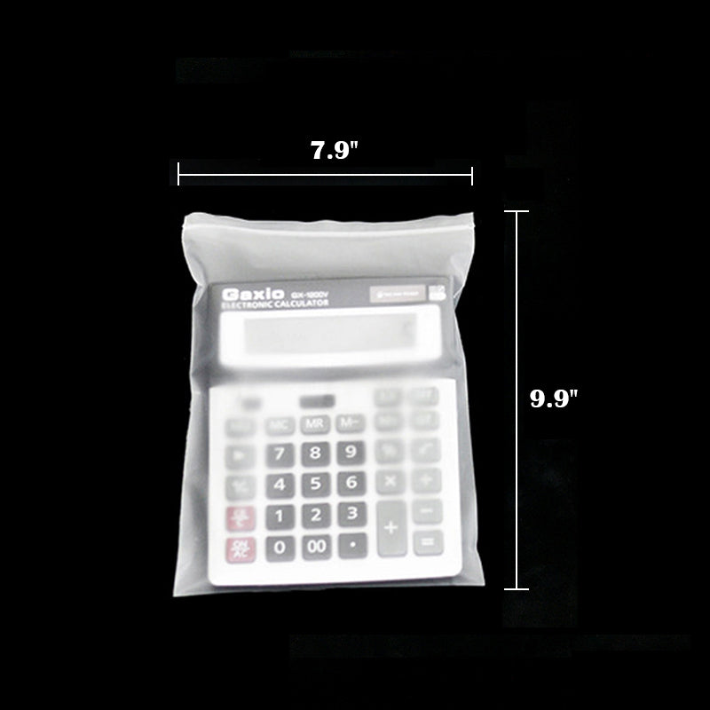 7.9 x 9.9" Matte Frosted Resealable Plastic Bags Zip-Lock Seal Storage Pouch