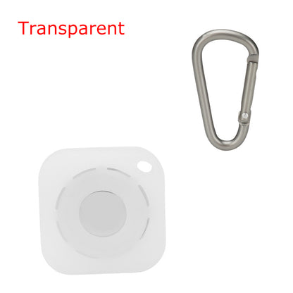Square Silicone Key Tag Tracker Cover Access Card Sleeve Anti-Lost Protector Holder W/ Carabiner