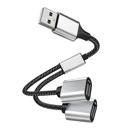 1" 2 Out USB Splitter Cable Dual USB Ports Hub w/ 1 m Extension Cable