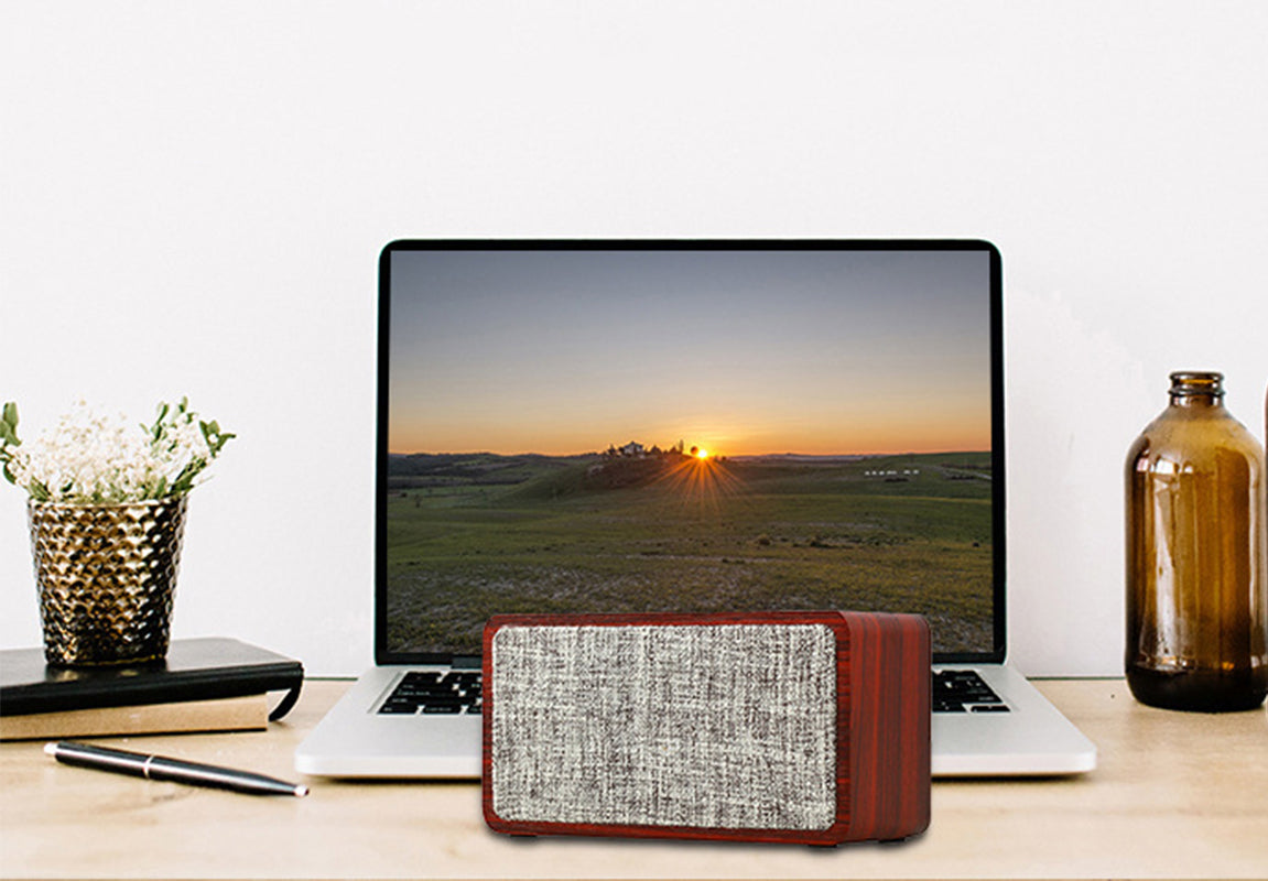 Stereo Sound Wood Fabric Wireless Speaker