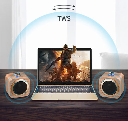 Portable Wood Knob Control TWS Wireless Speaker