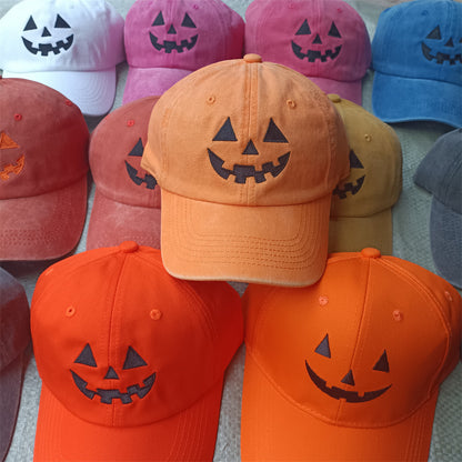 Halloween Pumpkin Baseball Cap Washed Cotton Hat