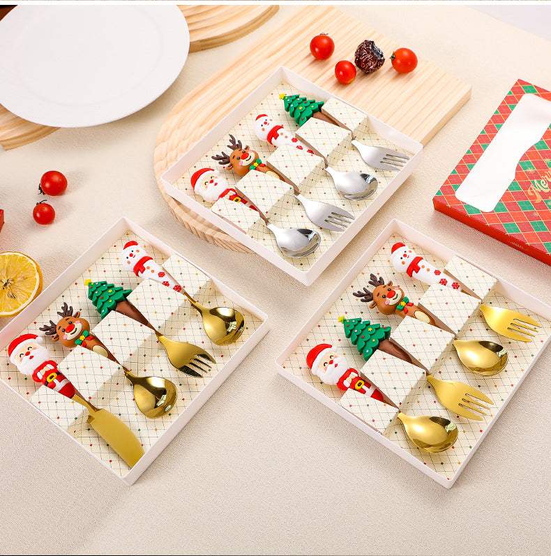 Stainless Steel Christmas Tableware 4 Piece Stainless Steel Flatware