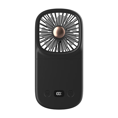 Foldable Mini Handheld Fan Digital Display Rechargeable Fan With Hanging Lanyard