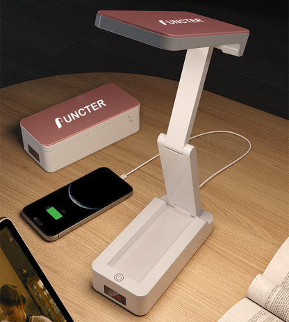 Eye Caring Dimmable Desk Lamp Time Display Foldable Night Light For Home Office With Power Bank