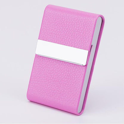 Business Card Cases PU Leather Name Card Holders Stainless Steel Multi Card Holders for Men Women