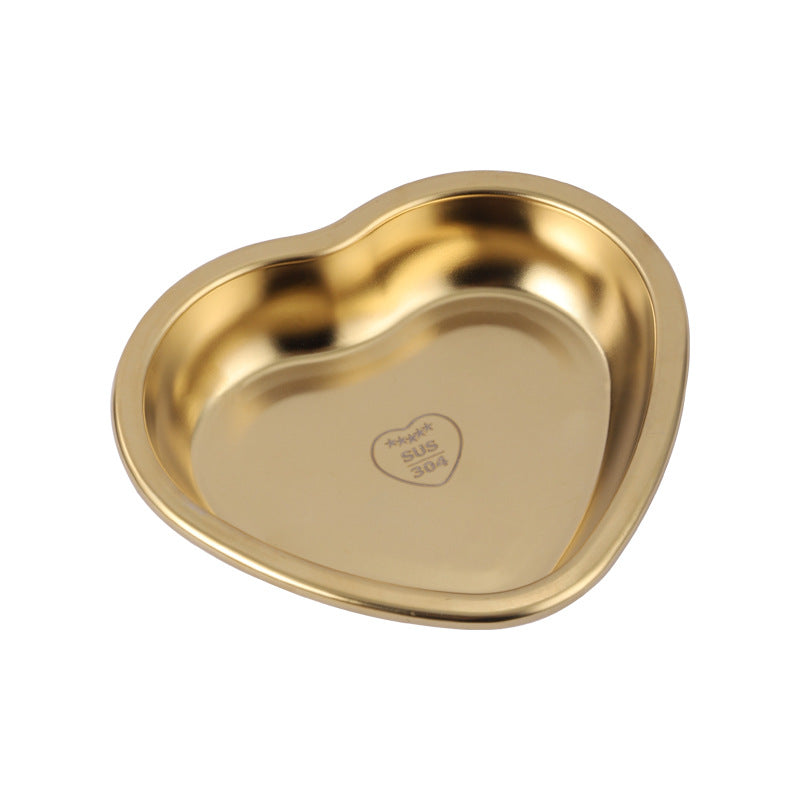 Stainless Steel Heart Shaped Mini Plate Snack Eating Dish