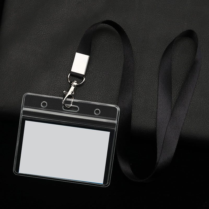 PVC Badge Holder Transparent Badge Holder Horizontal ID Holder Employee Card Holder With Lanyard