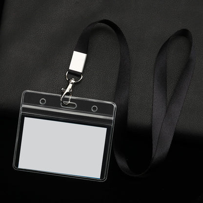 PVC Badge Holder Transparent Badge Holder Horizontal ID Holder Employee Card Holder With Lanyard